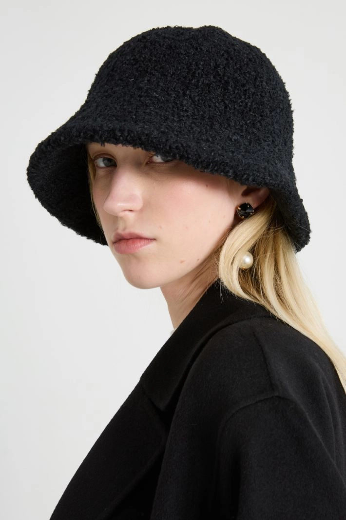 Boucle fisherman hat - BLACK