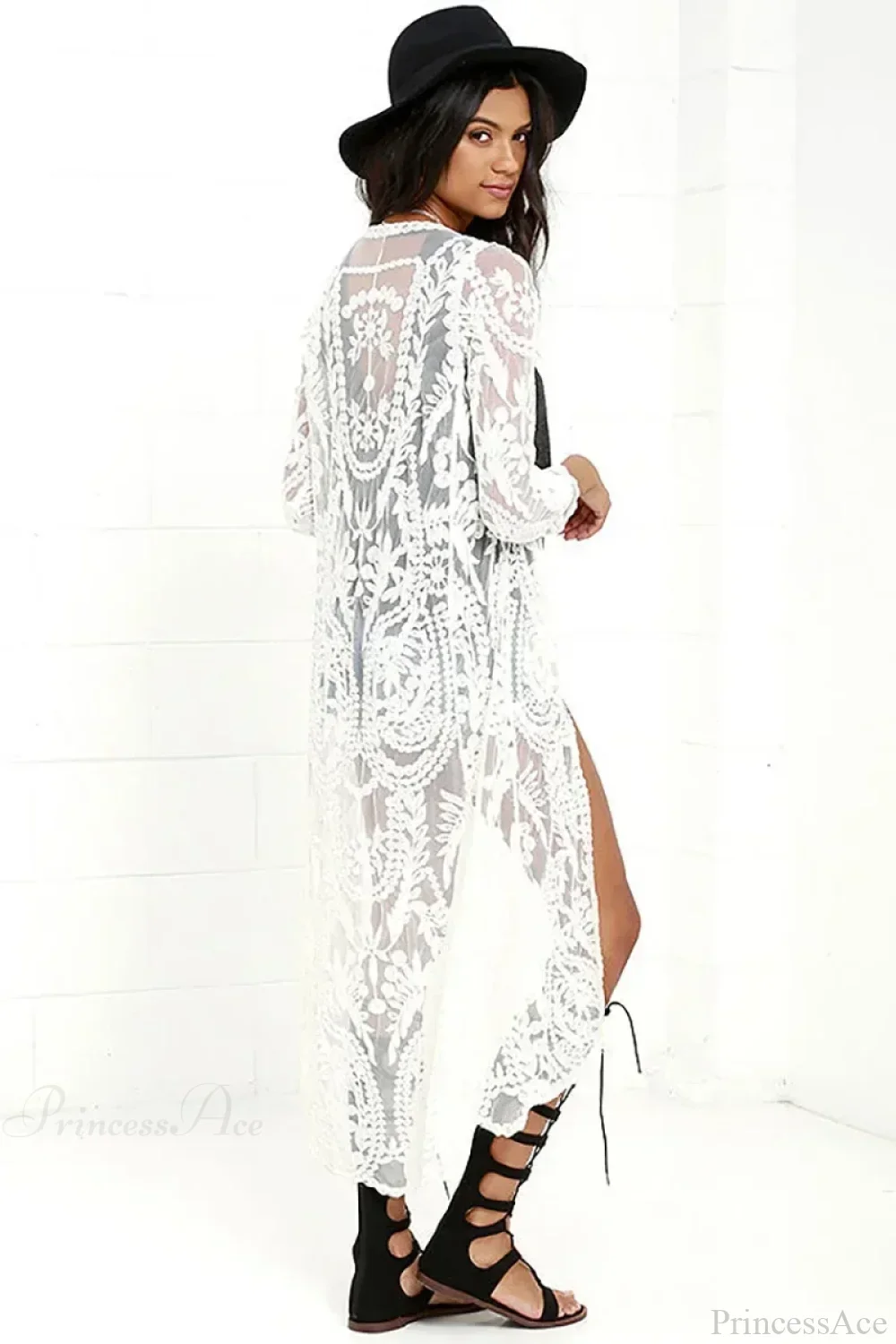 White Lace Kimono Boho Bikini Cover up