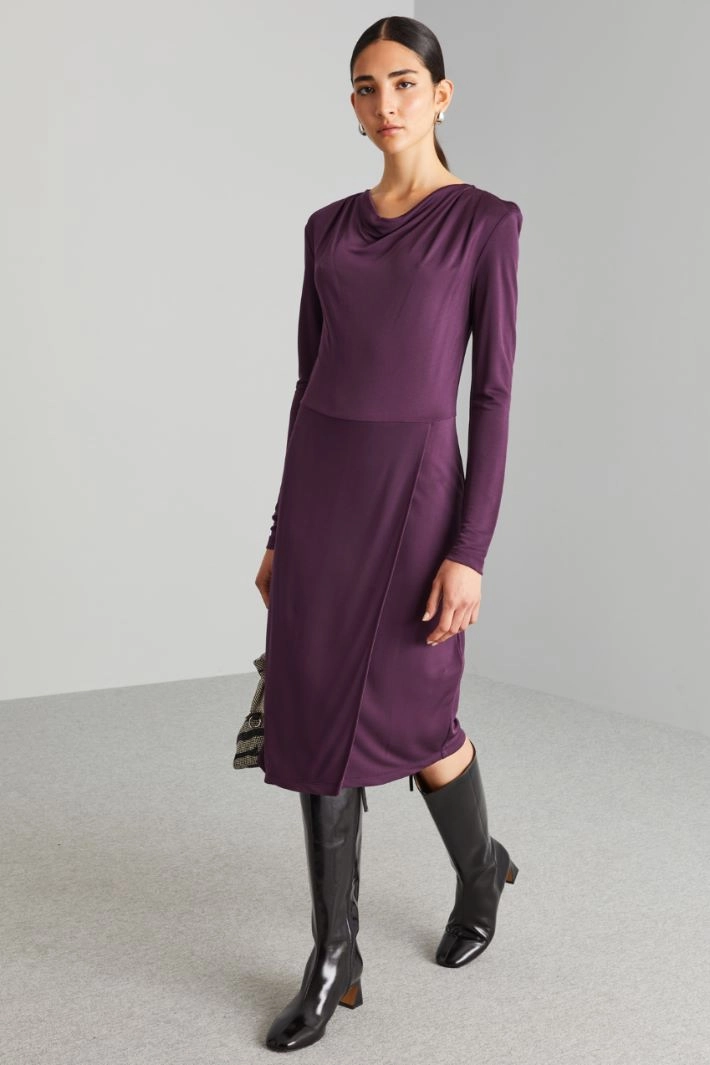 Draped jersey dress - EGGPLANT