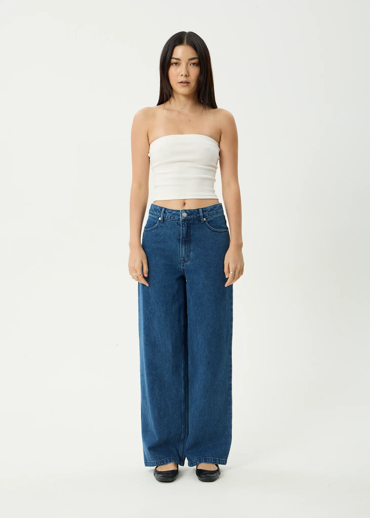 AFENDS Womens Bella - Denim Wide Leg Jean - Authentic Blue