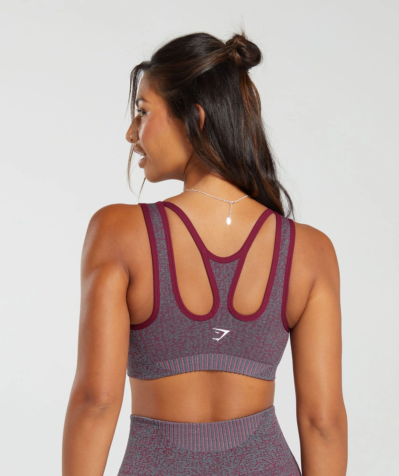 Marl Seamless Scoop Bra Plum Pink Marl/Dark Grey Marl/Plum Pink