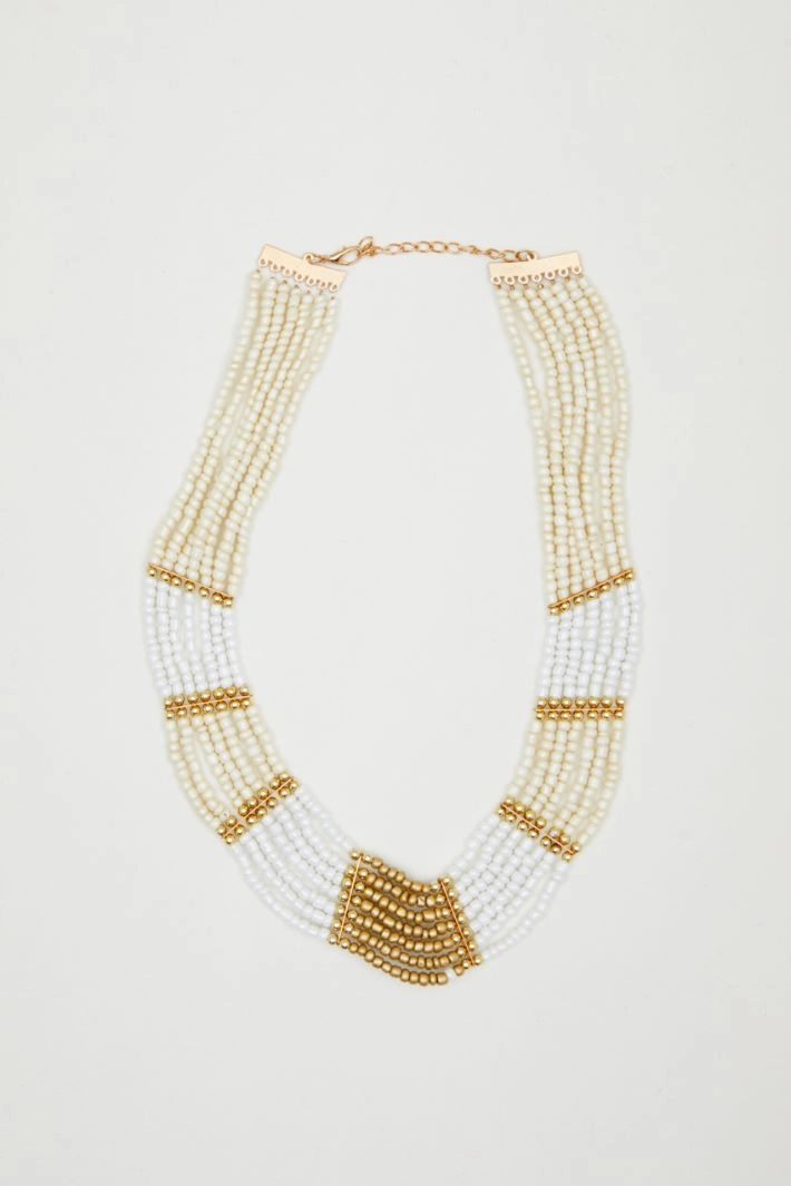 Multi-row bead necklace - WHITE GOLD