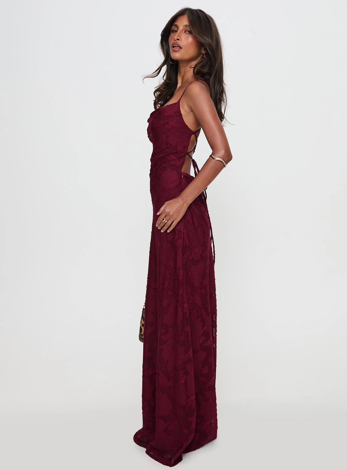 Celena Maxi Dress Burgundy Burnout Petite