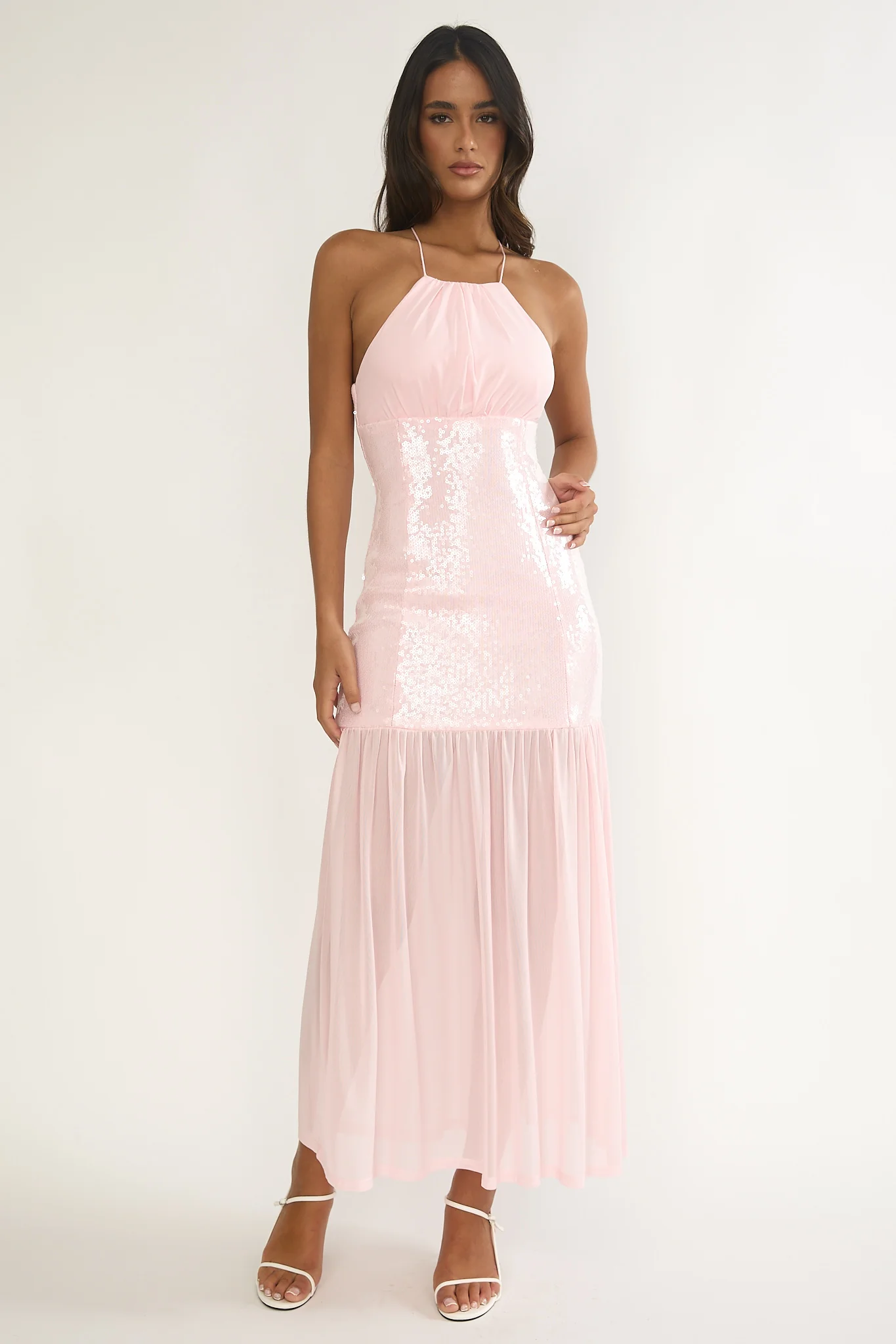 Wilma Sequin Bodice Maxi Dress Pink