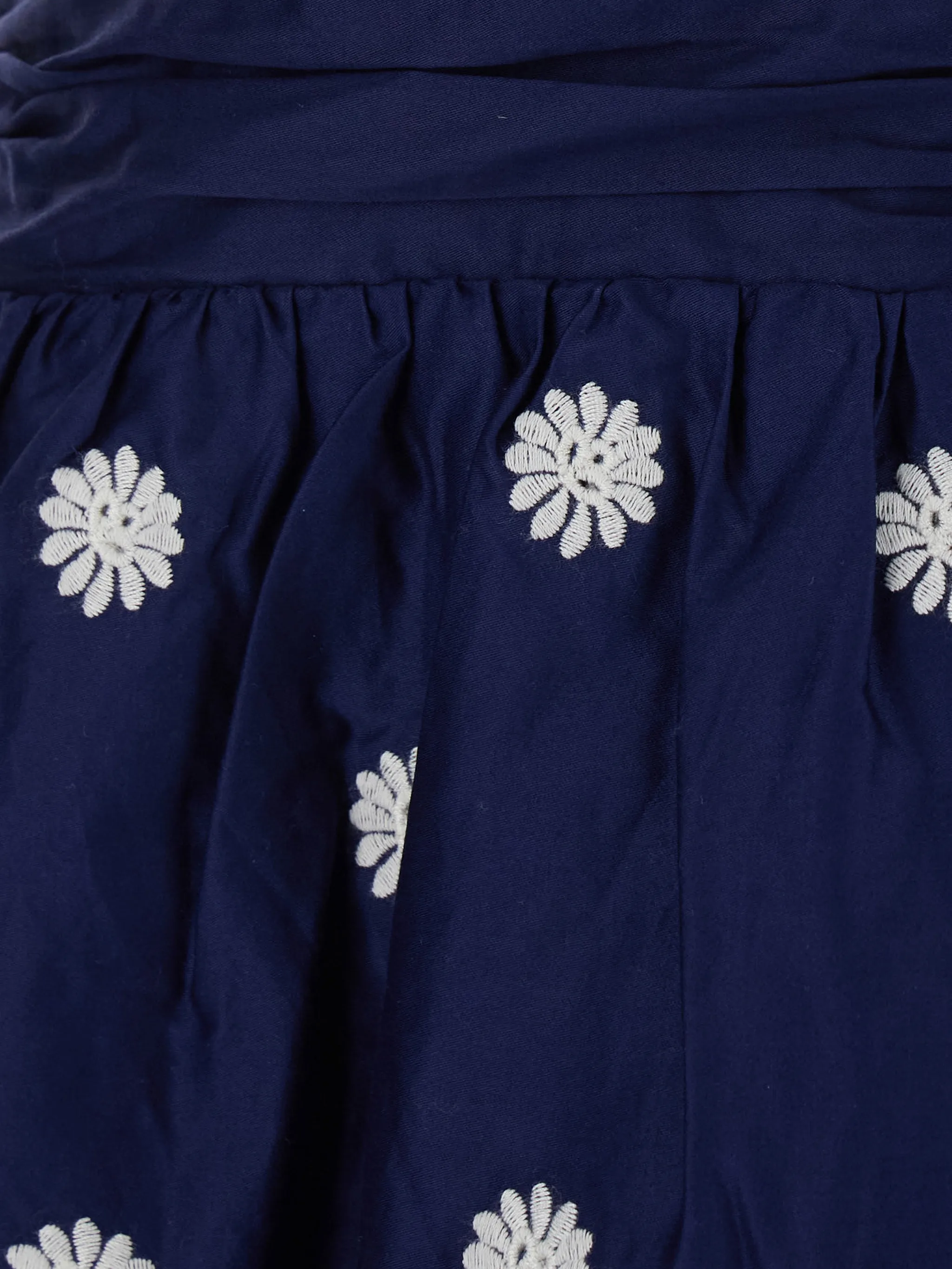 Navy Blue EmbroideredRichelieu Midi Dress
