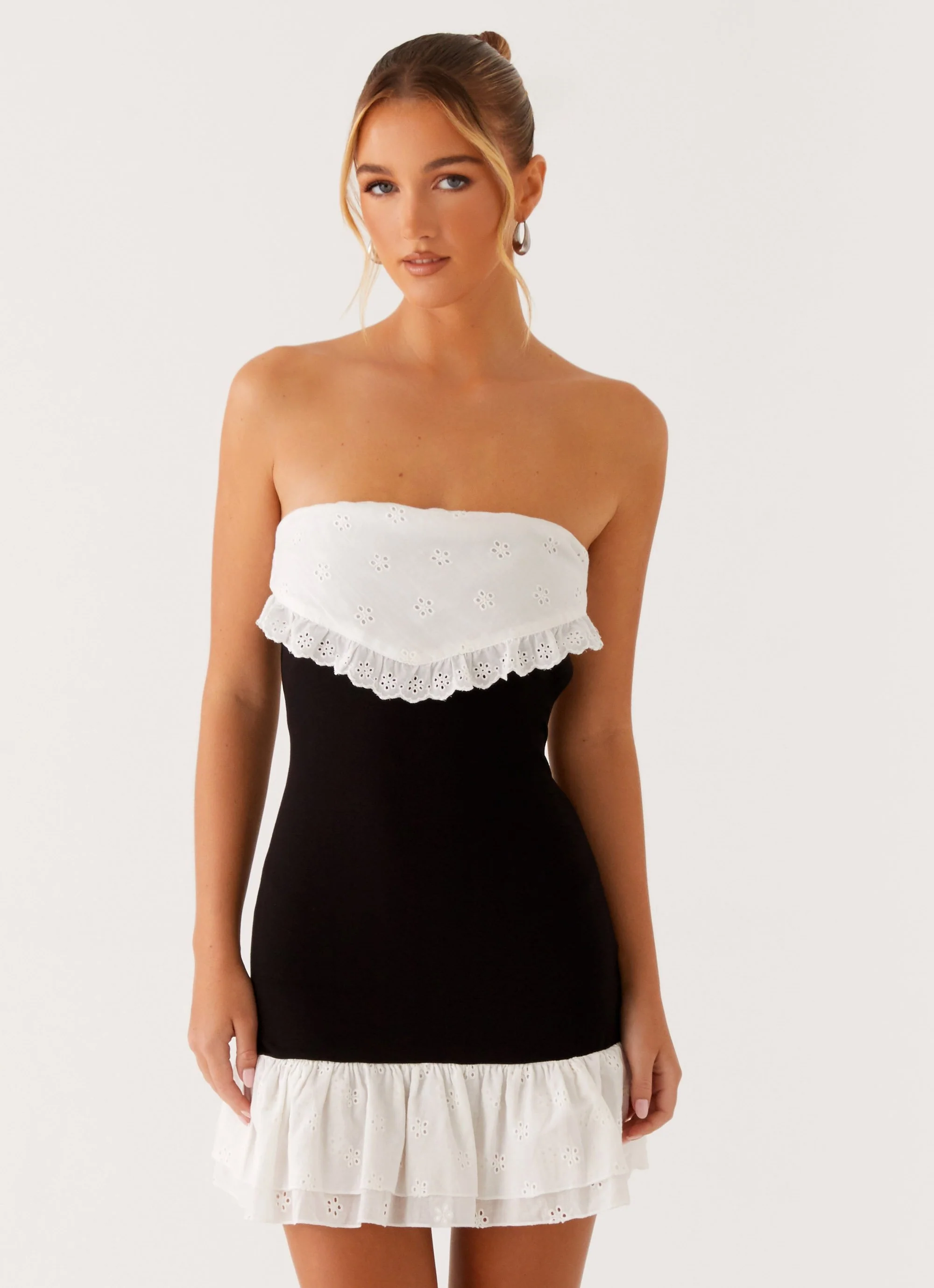 Fran Broderie Mini Dress - Black