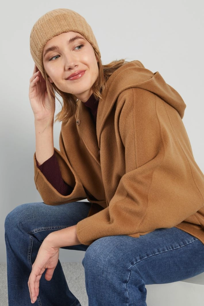 Turn-up beanie hat - CAMEL