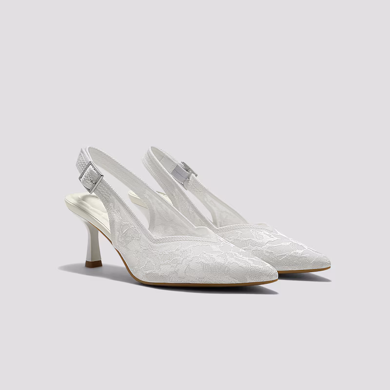 Pointed-Toe Lace Reborn™ Slingback Heels (Addison)