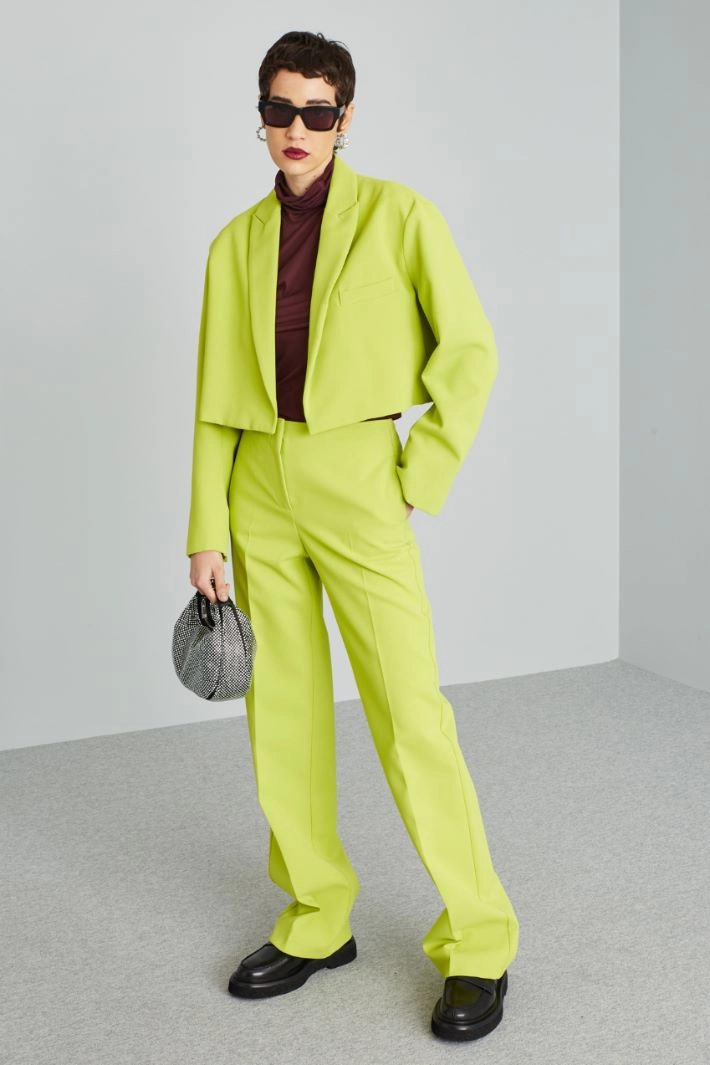 High waist cady trousers - LIME