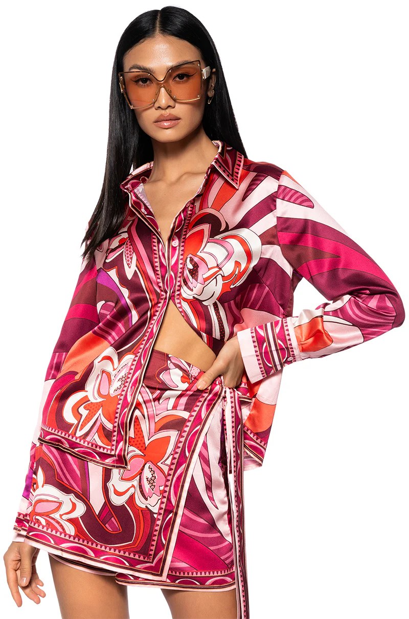 Feeling Otherworldly Printed Top And Skirt Set