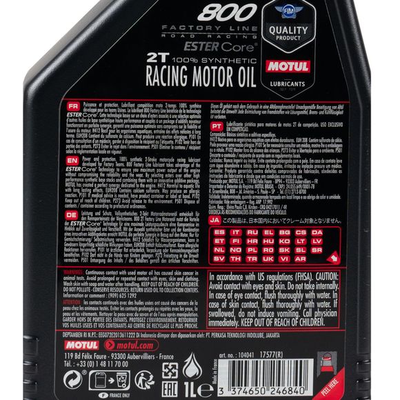 Motul 800 2T FACTORY LINE ROAD RACING engine oil 1L UniversalRef: MOT0033 / 104041