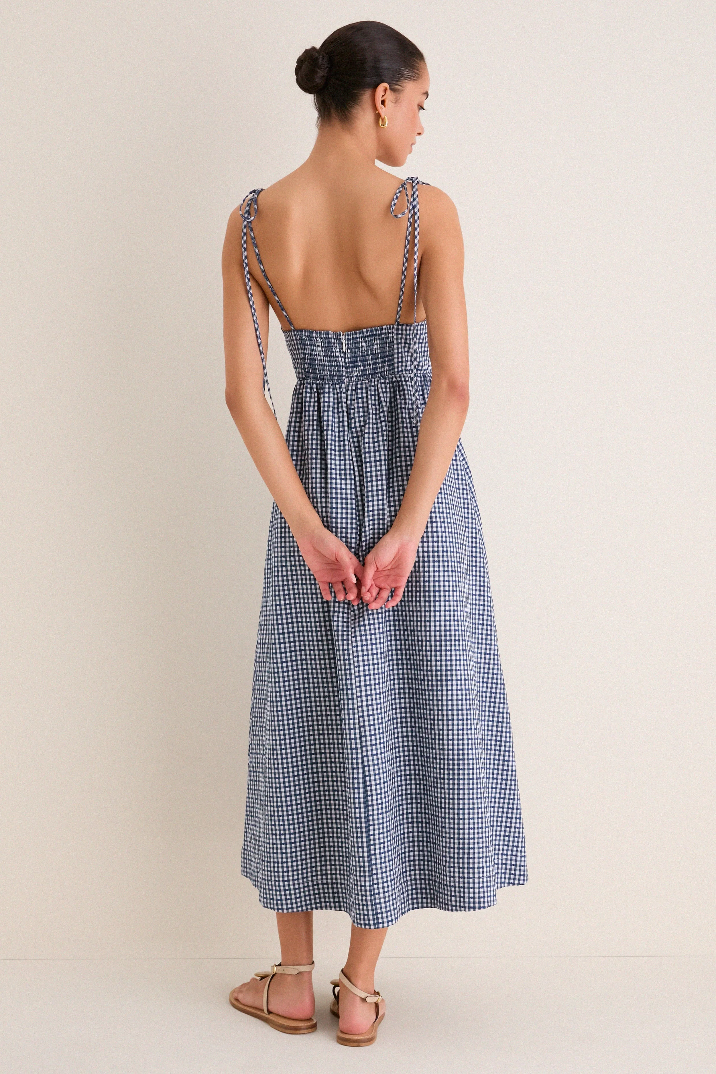 Navy Gingham Sloan Maxi Dress