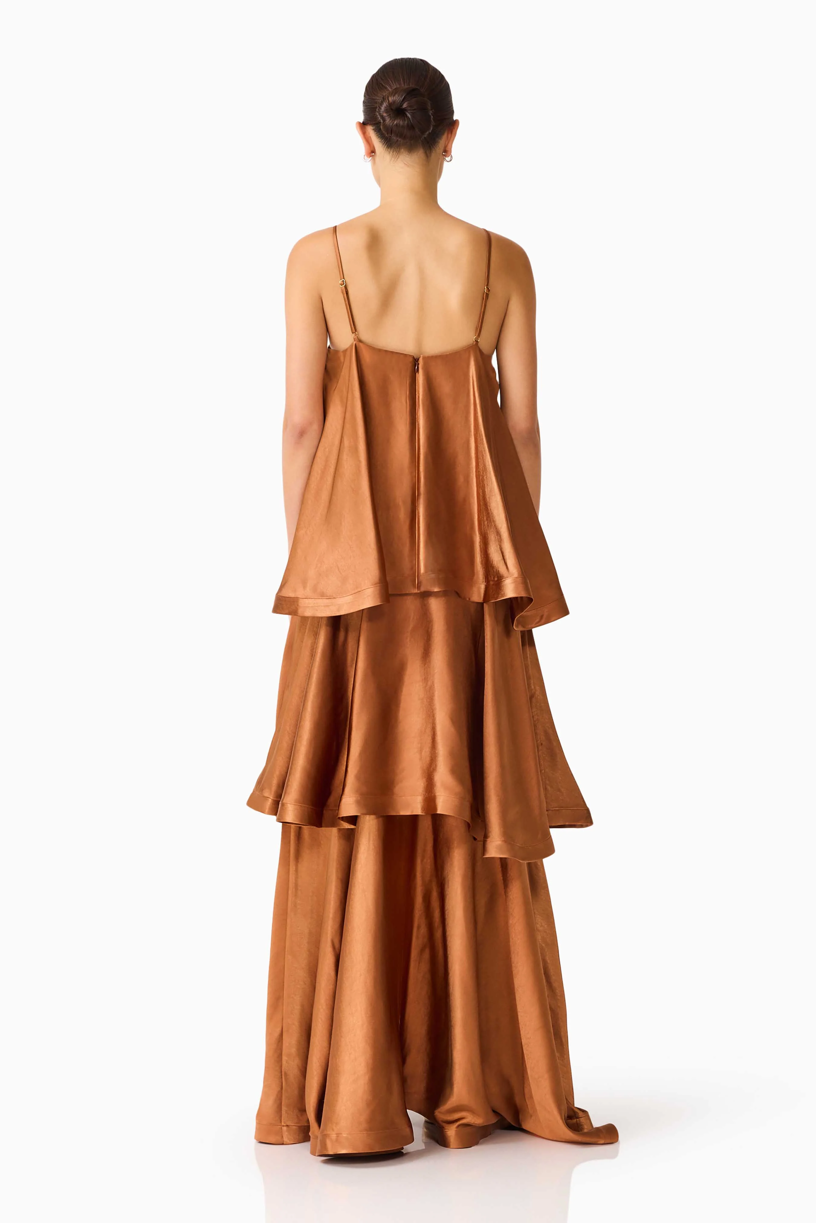 Tilly Tiered Maxi Dress in Toffee Brown