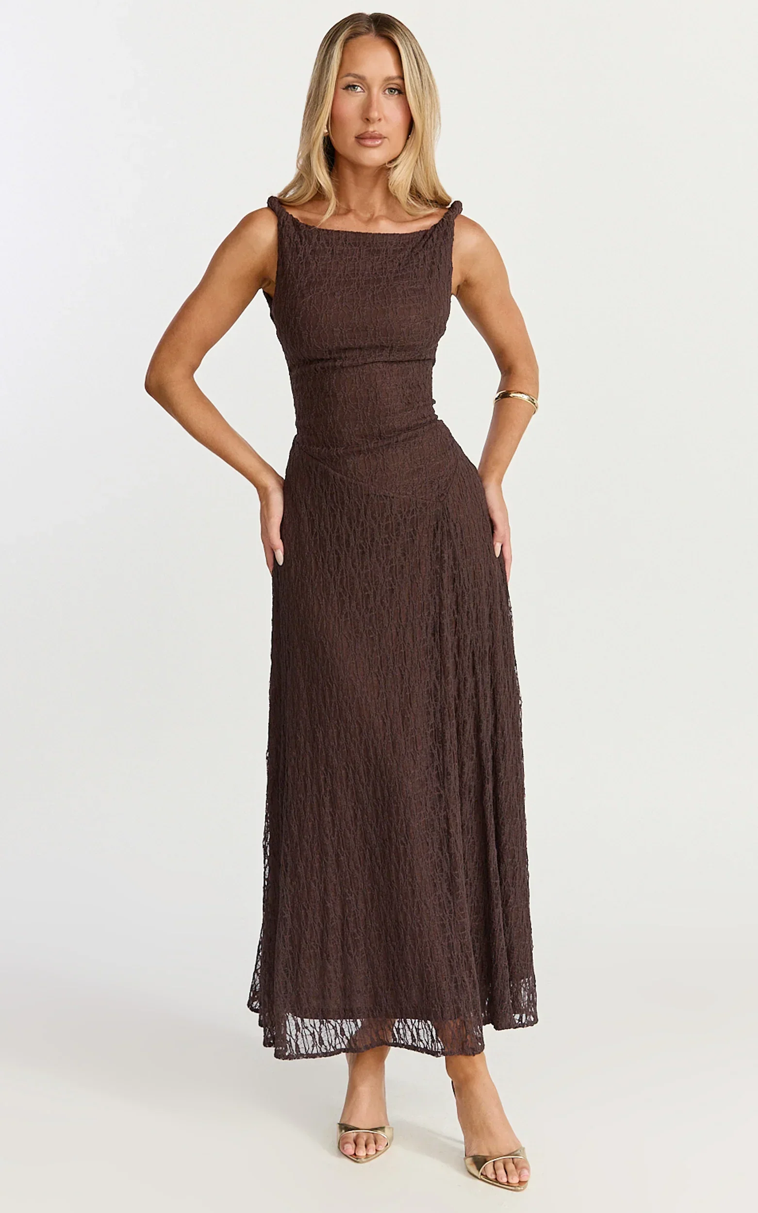 Cocoa Column Asymmetry Midi Dress