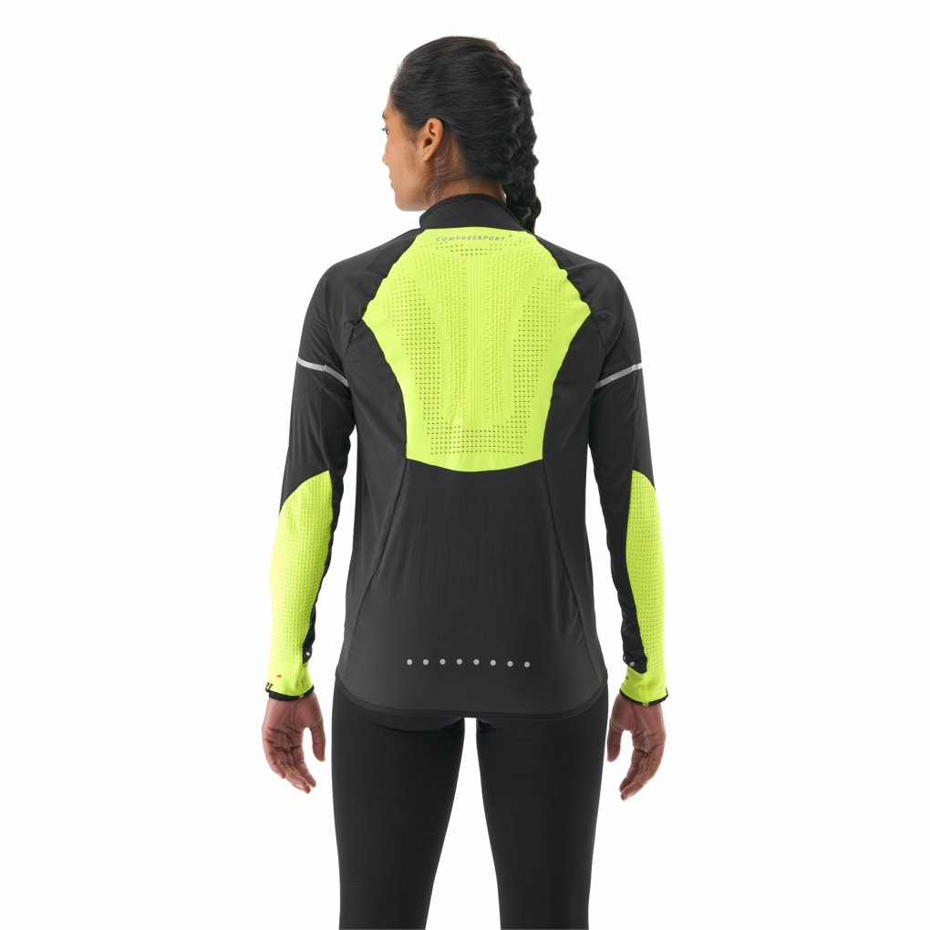 Compressport Hurricane Windproof Flash Jacket Women - black/fluo yellow
