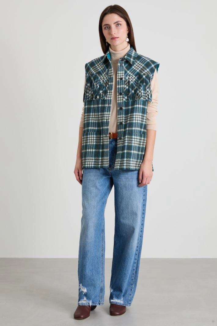 Wool flannel gilet - GREEN