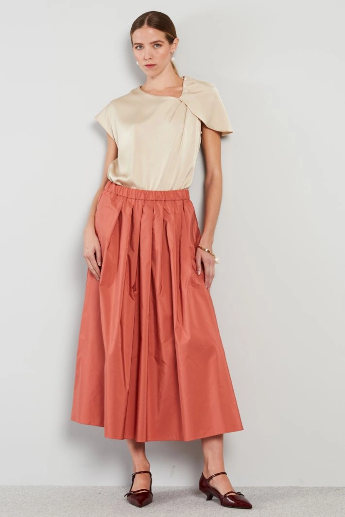 Full skirt in lamé taffeta - ANTIQUE PINK