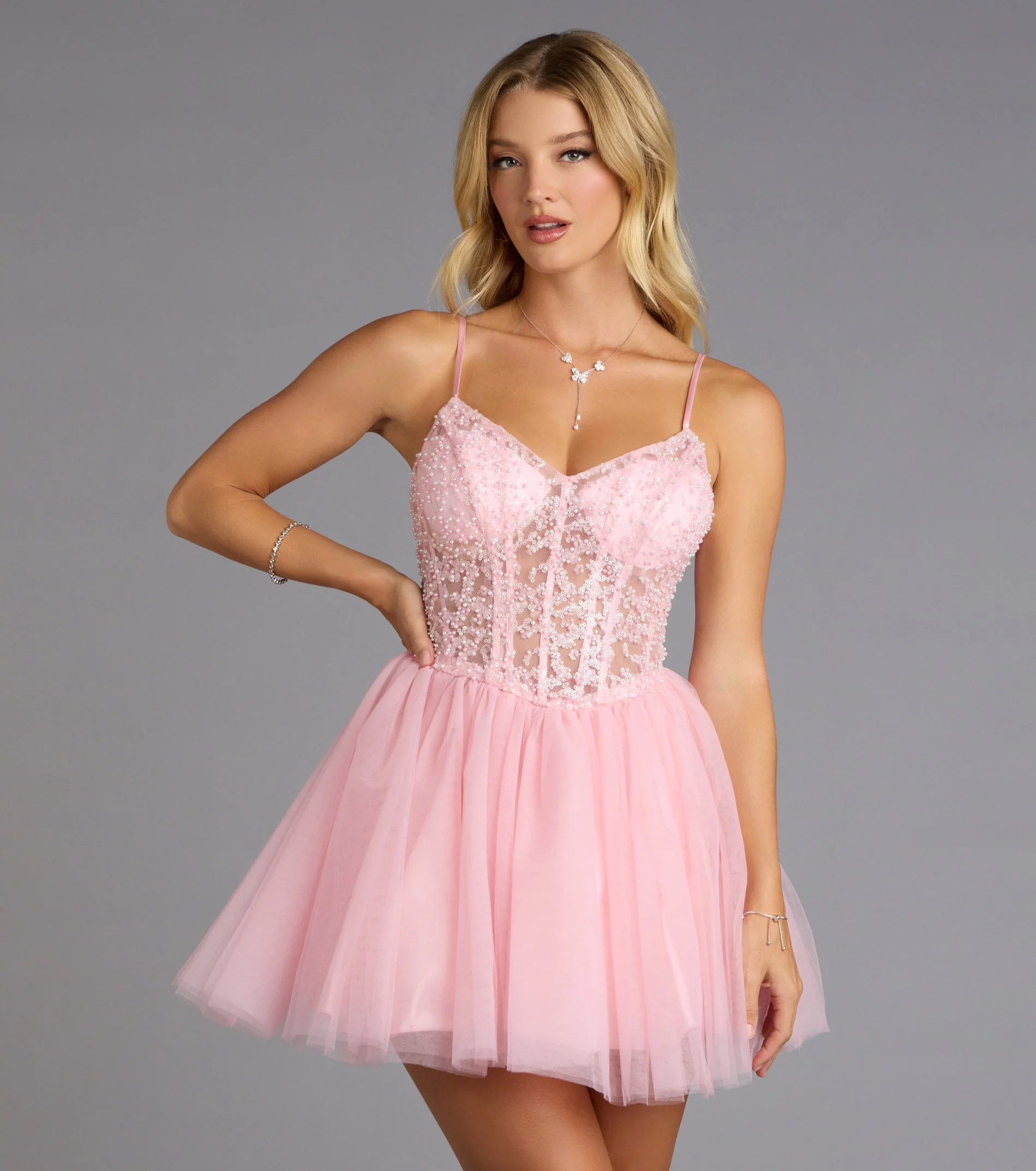 Liza Corset Tulle Skater Dress