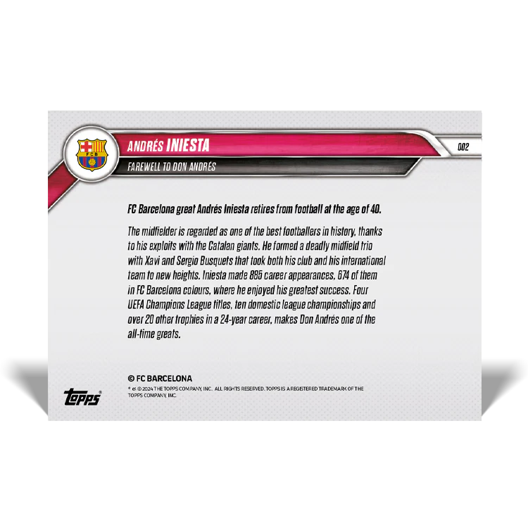 Andrés Iniesta - Farewell to Don Andrés - FC Barcelona Topps NOW® Card 2