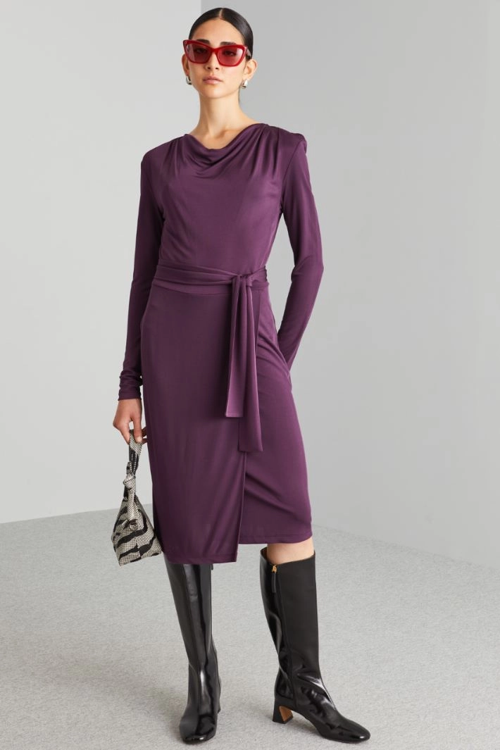 Draped jersey dress - EGGPLANT