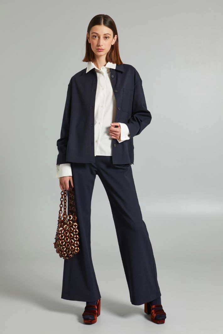 WooL blend gabardine trousers - BLUE