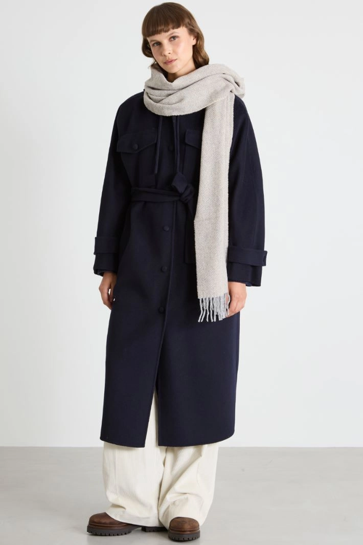 Coat with drawstring hood - NIGHT BLUE
