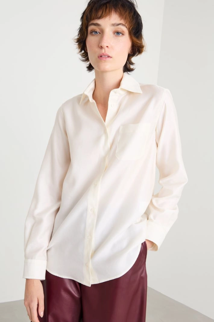 Cotton poplin shirt - IVORY