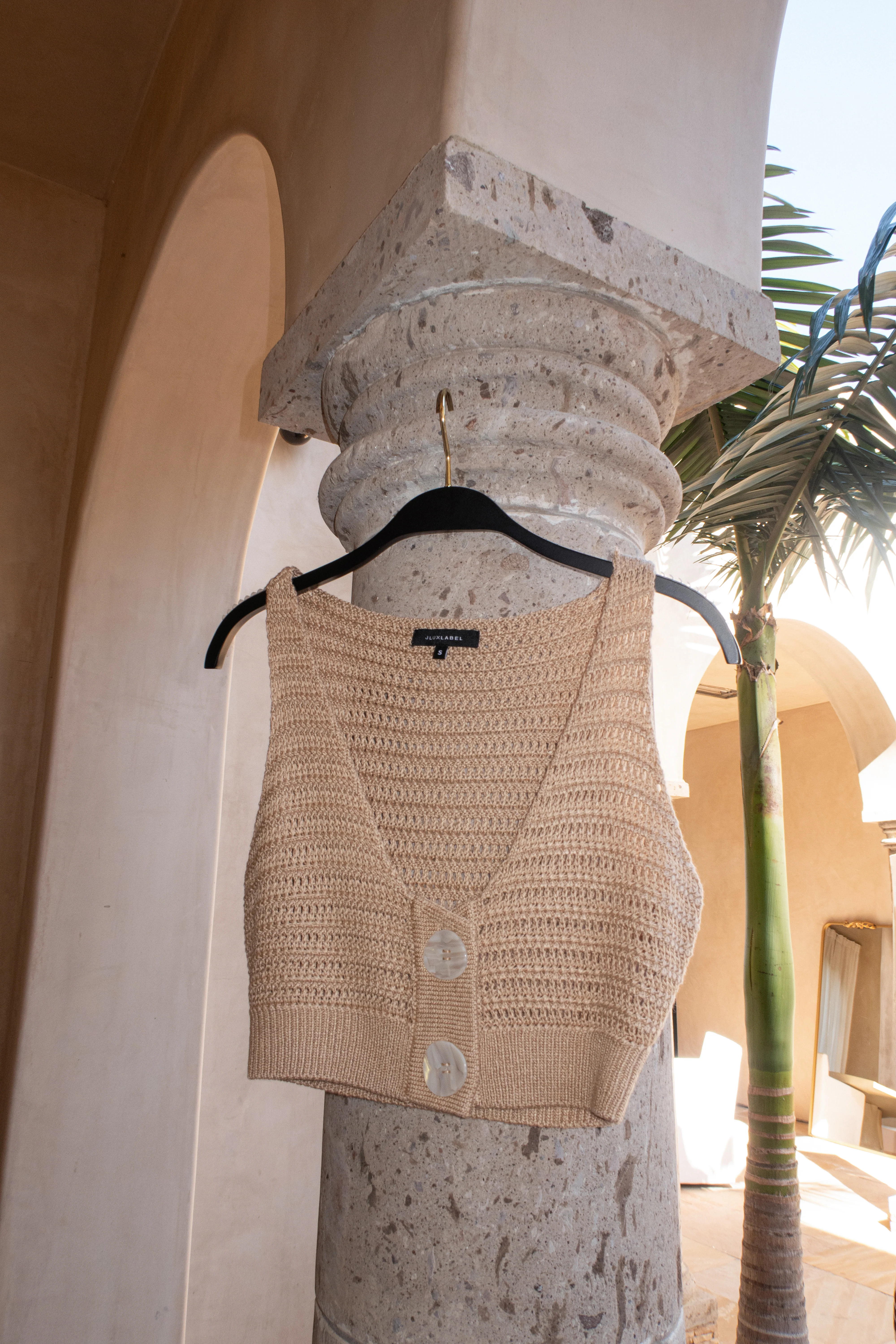 Beige Salmah Crochet Top