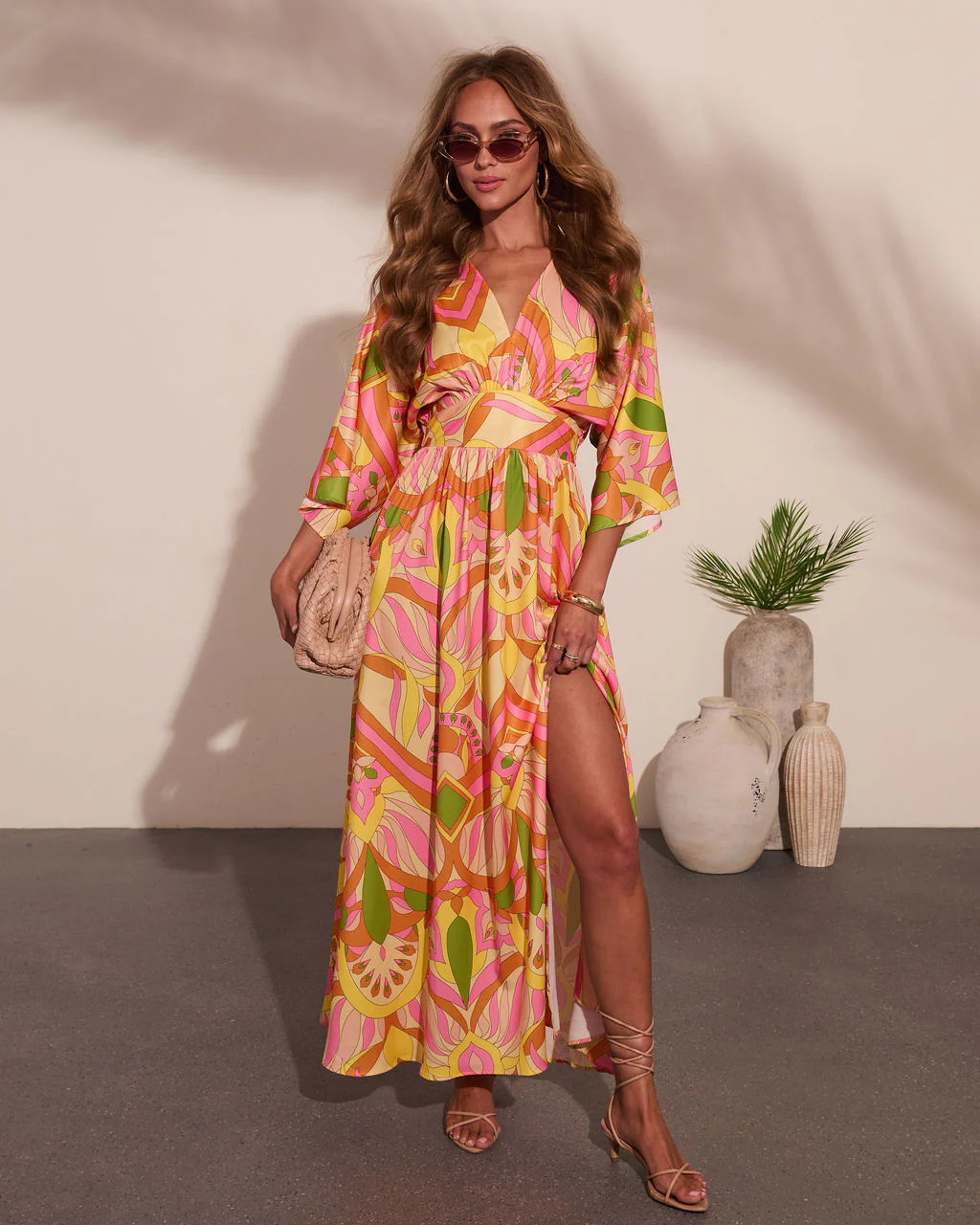 Botanical Dream Abstract Print Maxi Dress