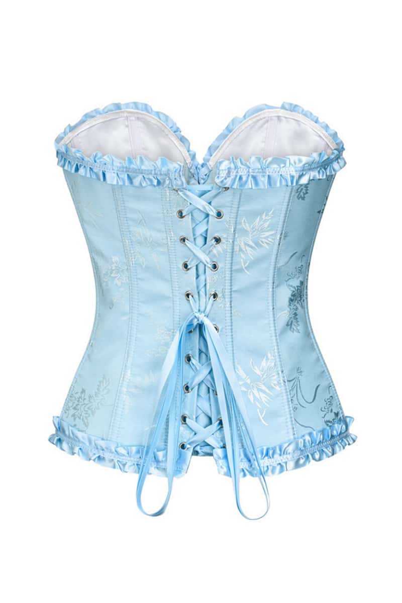 Sweetheart Blue Lace-Up Floral Corset
