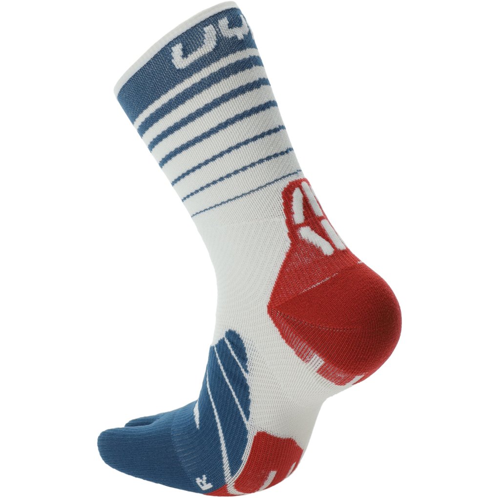 UYN Runner's Five Socks Men - White/Blue Poseidon/Red