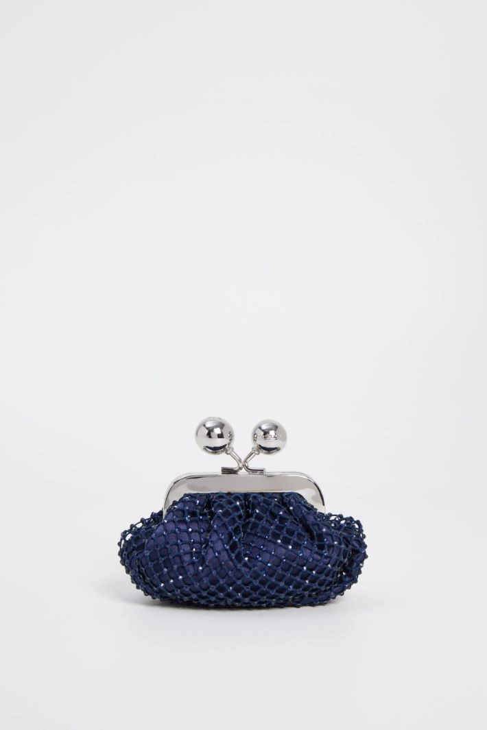 Mini bag in mesh and rhinestones - BLUE