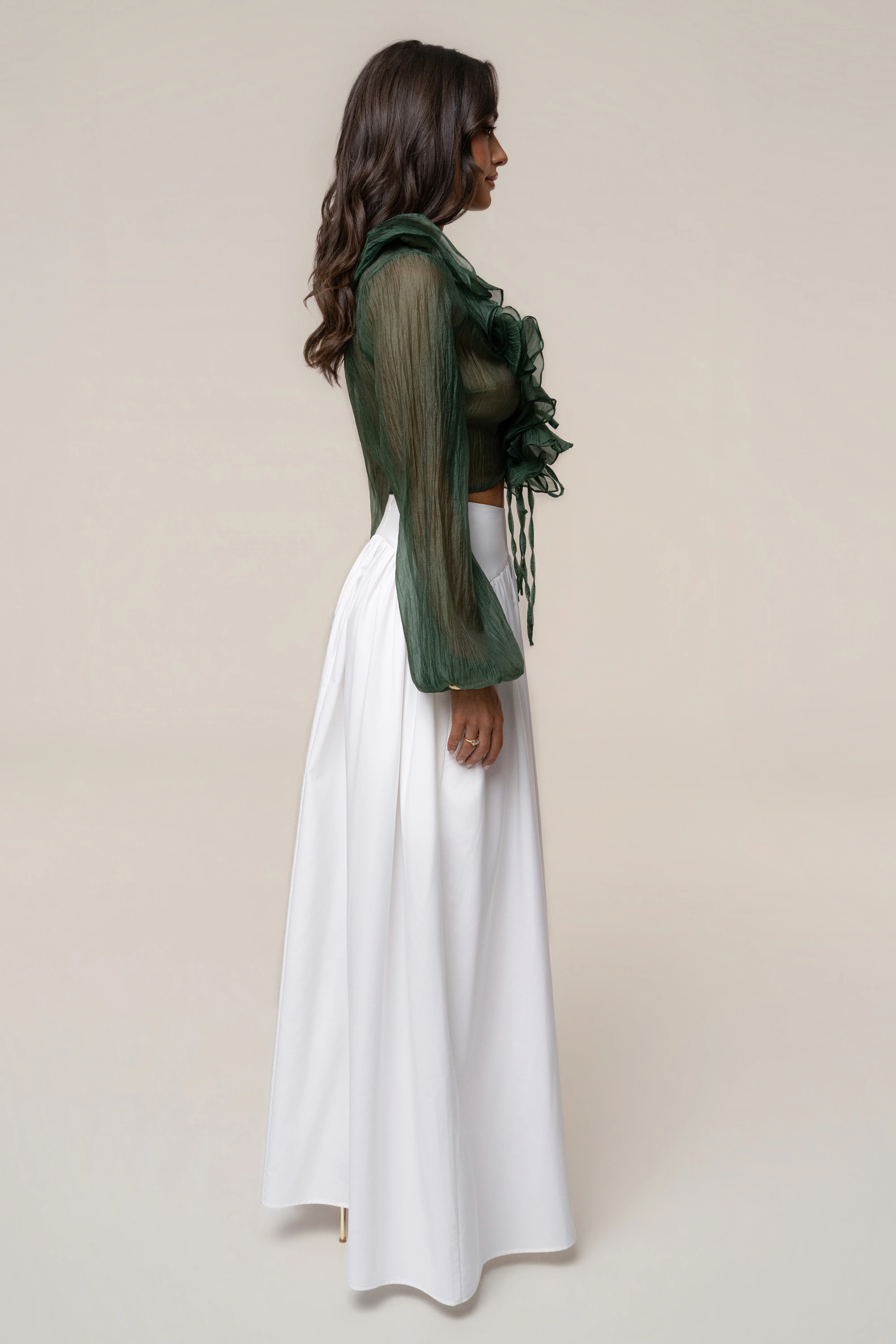 Green Delilah Ruffled Top