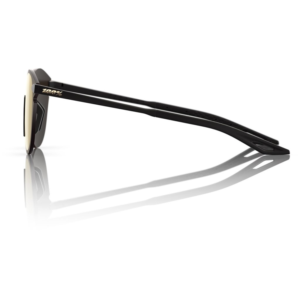 100% Legere Round Glasses - Matte Black - HiPER Gold 24K Mirror