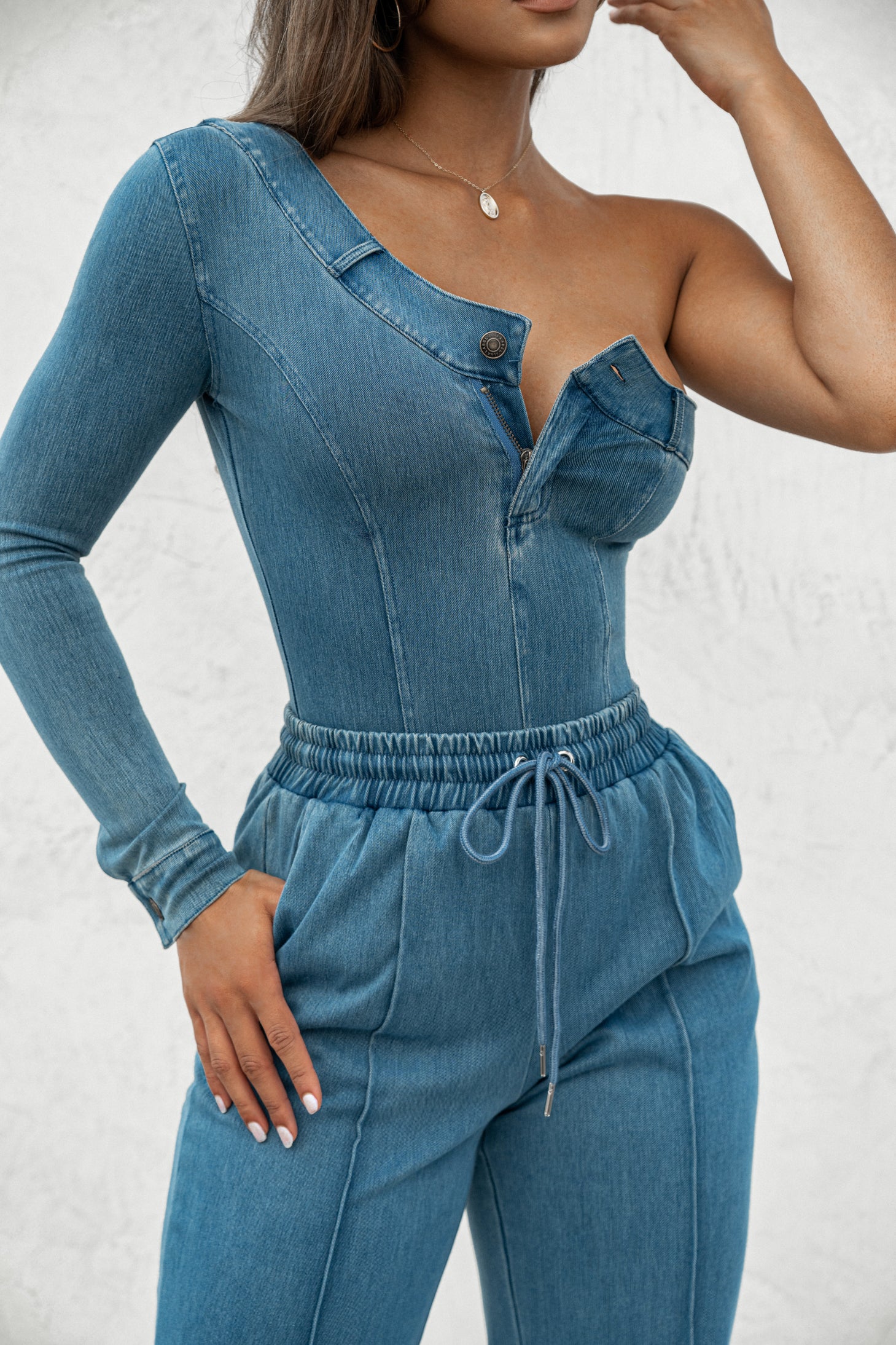 Medium Wash Button Me Up Bodysuit