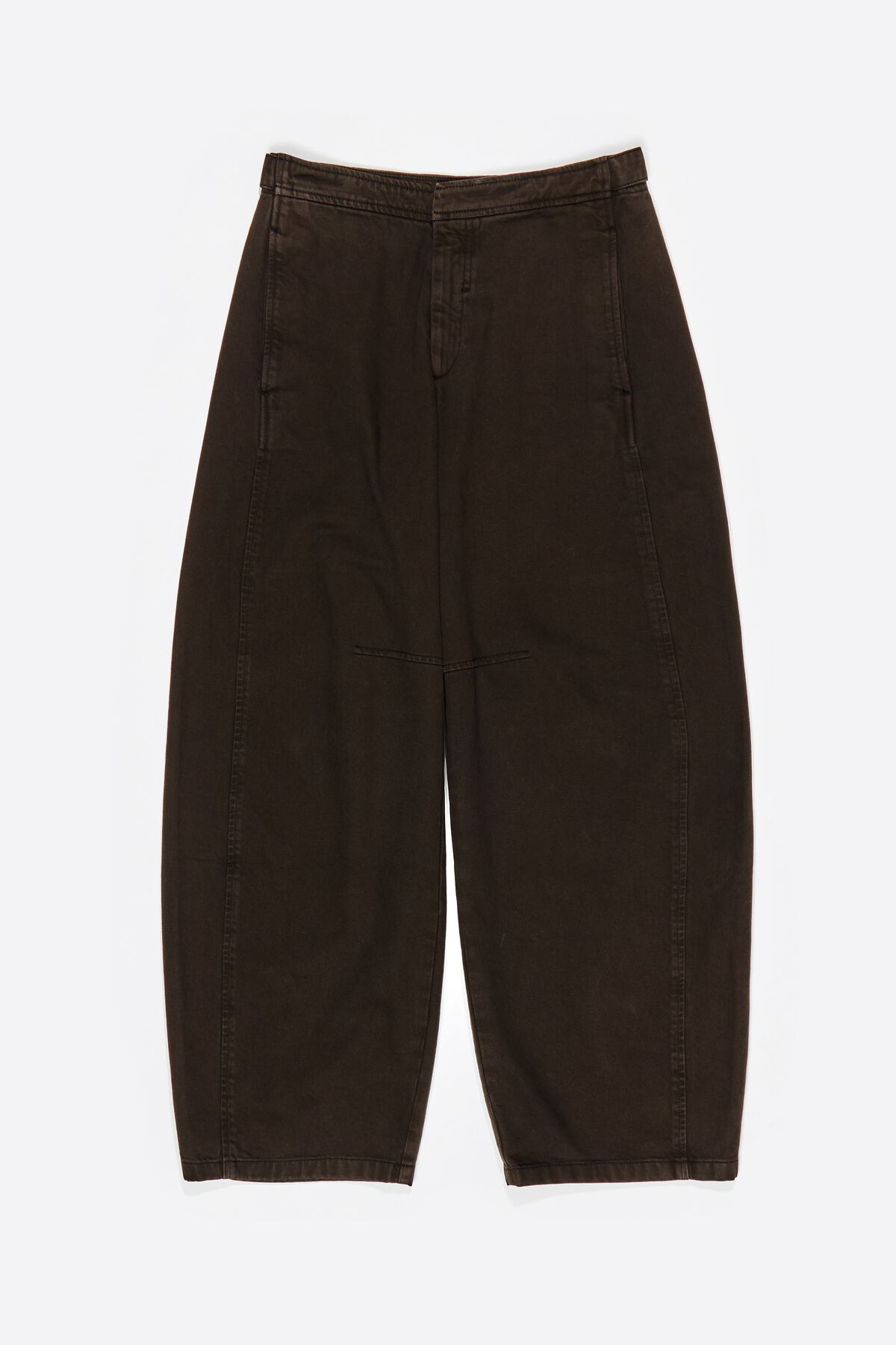 BARREL - Dark brown adjustable waist denim trousers