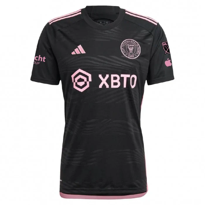 Men's Lionel Messi Inter Miami Away Jersey 23/24 w/ MLS Apple + Sponsors Patches (Black/True Pink)