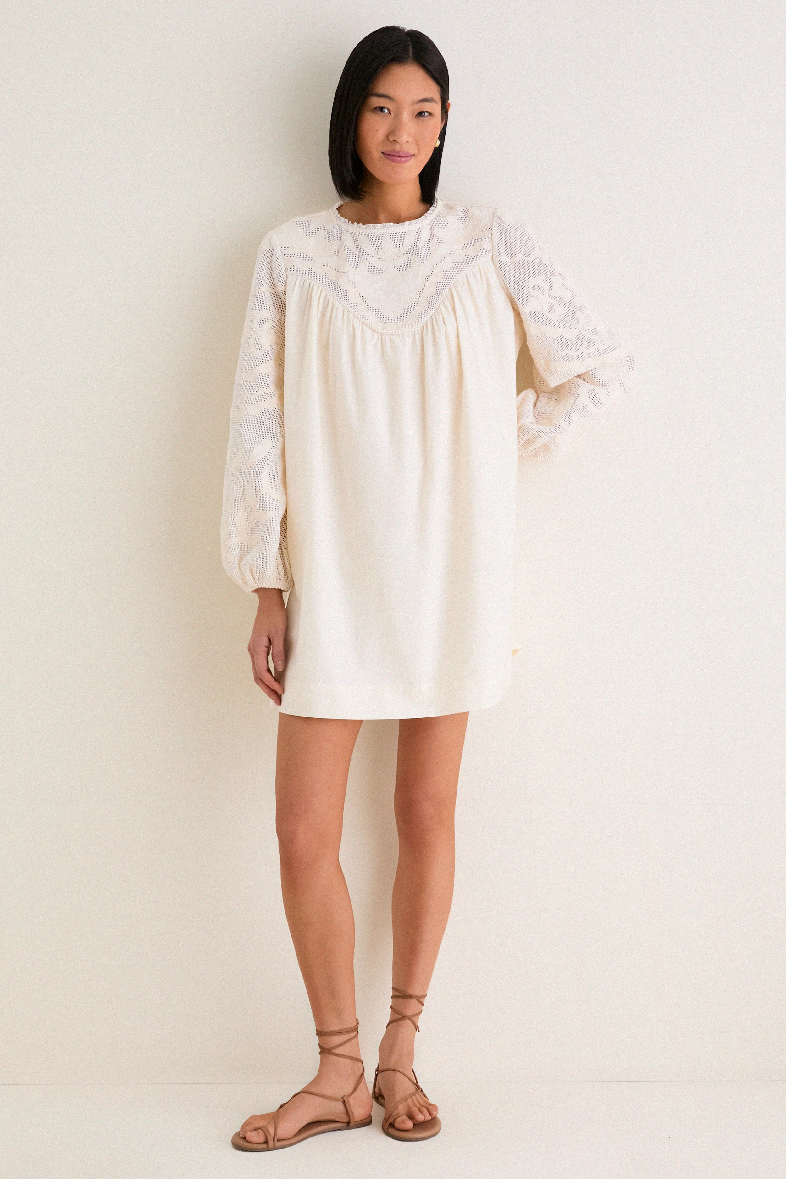 Ivory Patchwork Embroidered Cressida Mini Dress