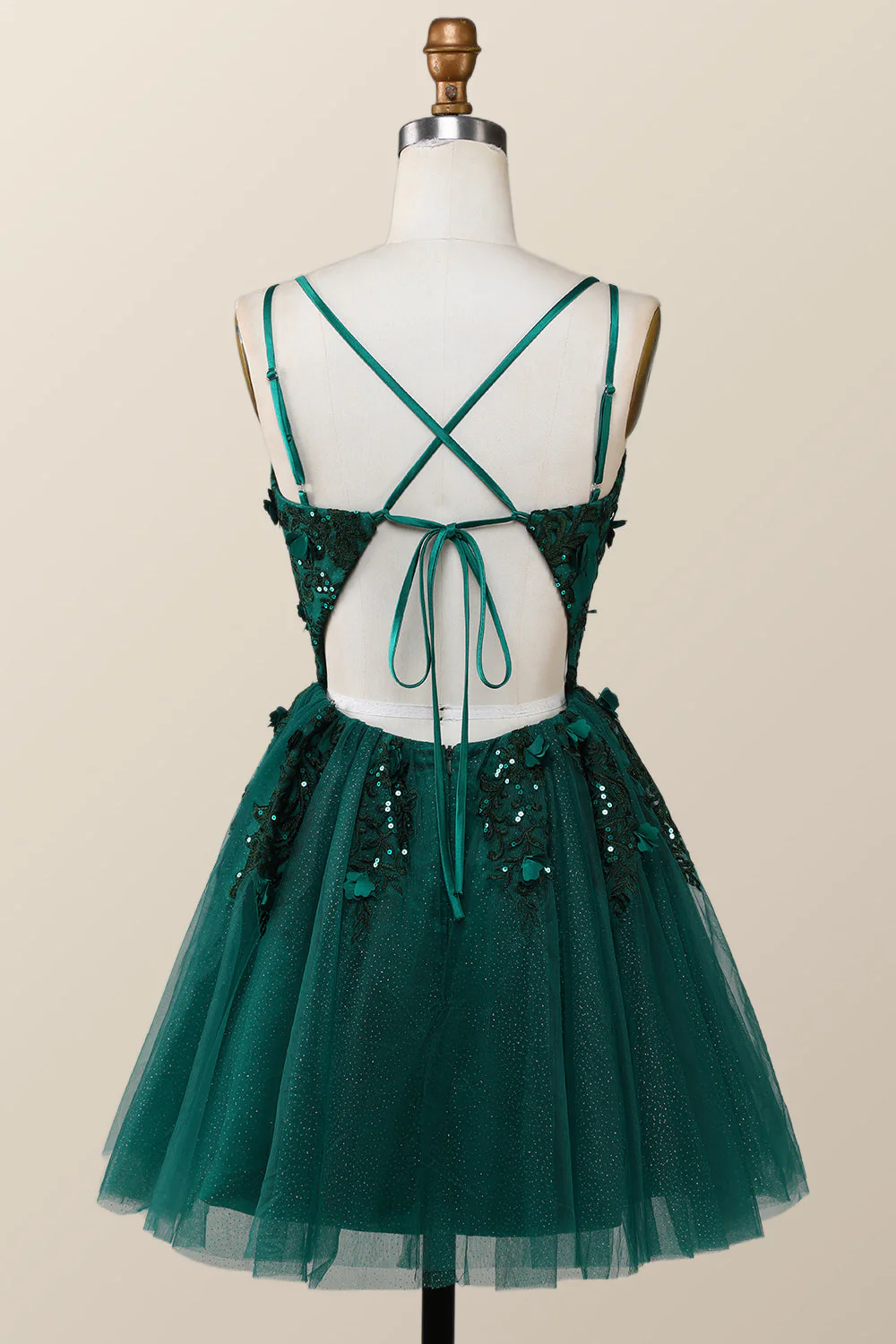 Dark Green Embroidered A-line Short Homecoming Dress