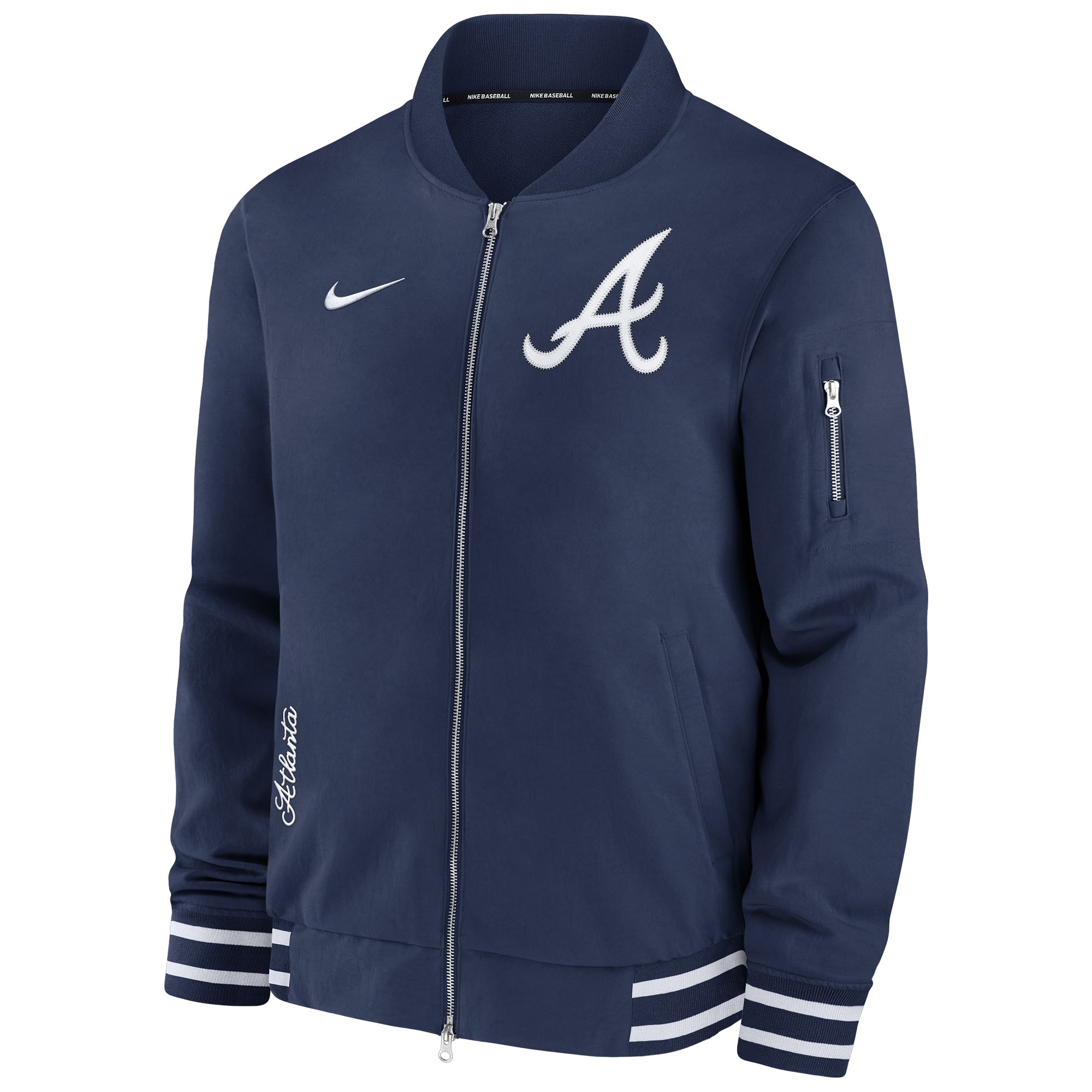 Atlanta Braves 2024 MLB Authentic Collection Nike Bomber Jacket Navy
