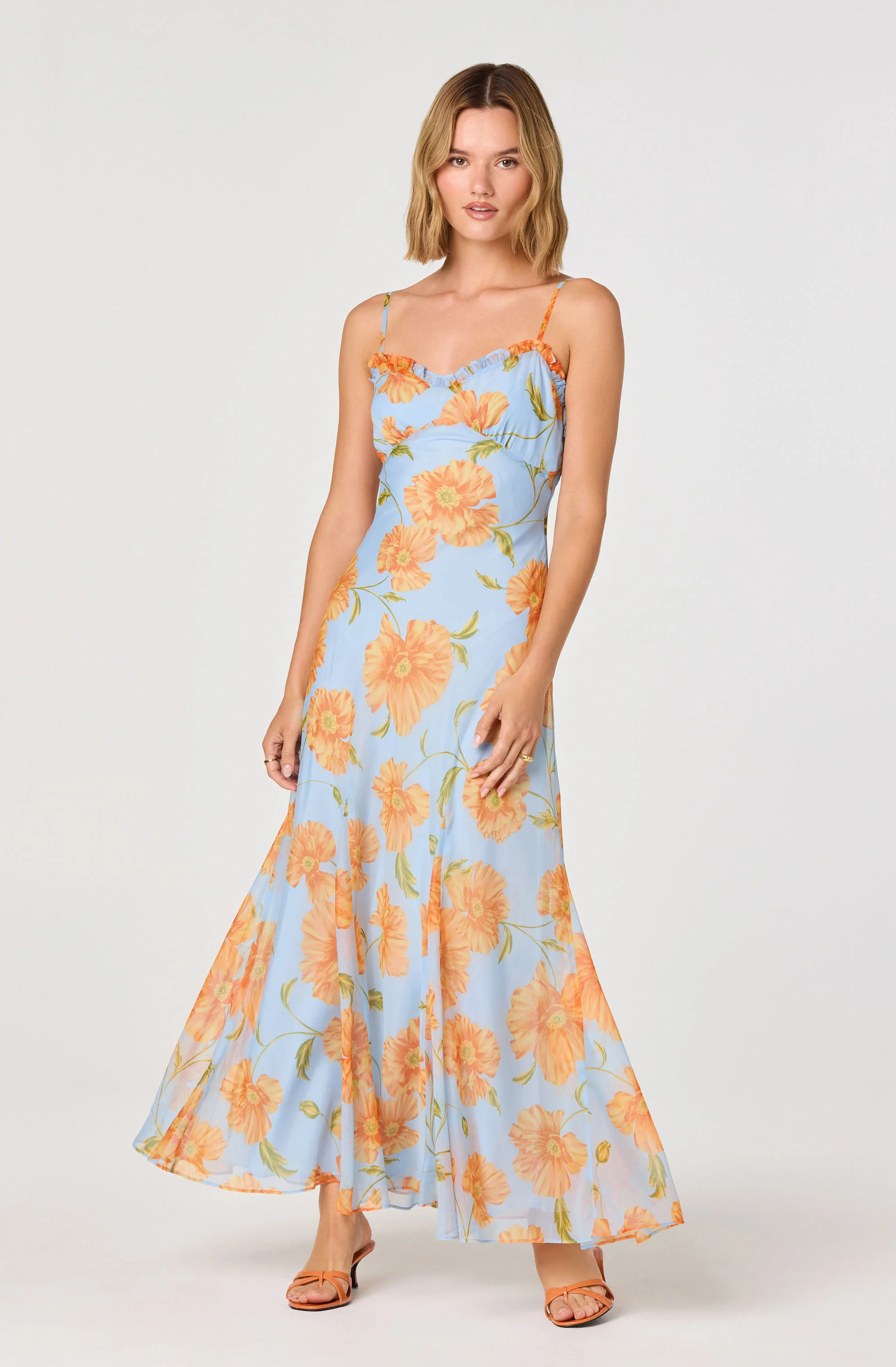 Maeryn Plaid Ruffle Trim Maxi Dress