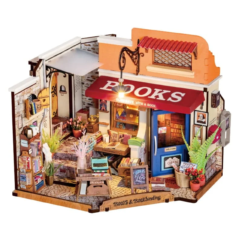 Rolife Corner Bookstore, DIY Miniature House Kit  Robotime DG164