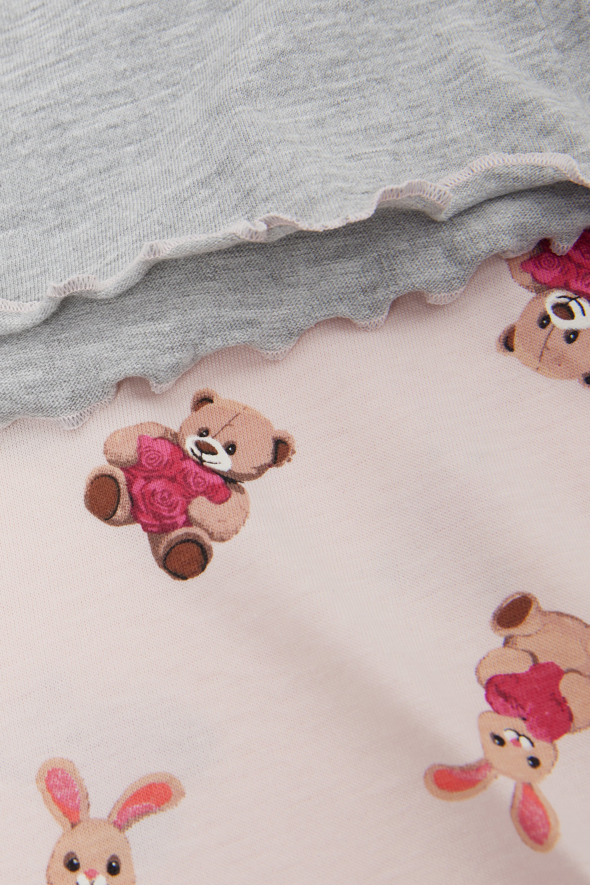 Girls’ Teddy Bear Print Cotton Long Pyjamas