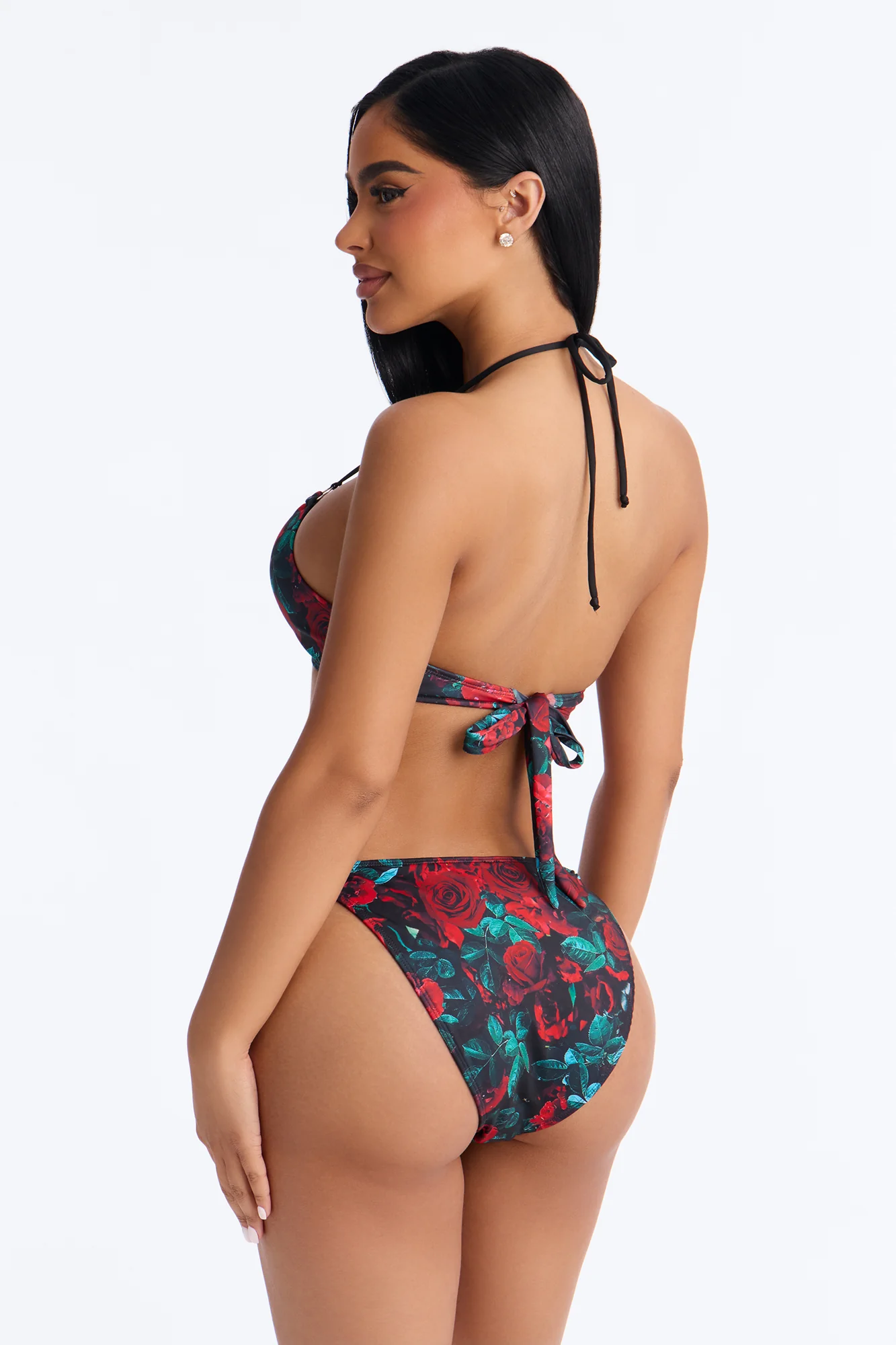 By The Coast Roses Cut Out 2 Piece Bikini - Red/combo