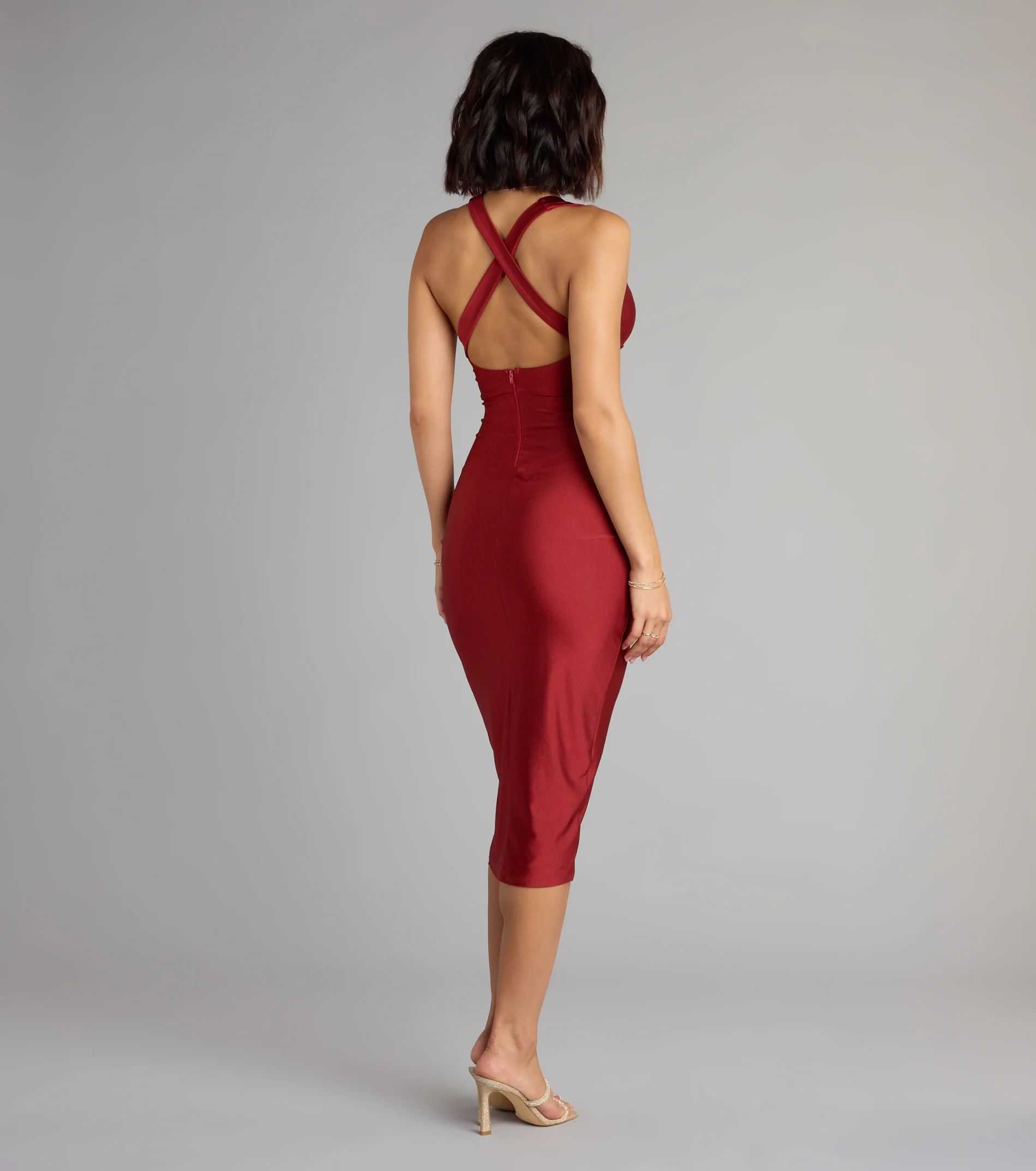 Piper V-Neck Bodycon Midi Formal Dress