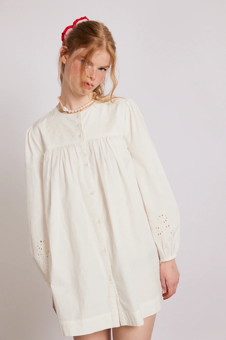 embroidered genevieve mini dress