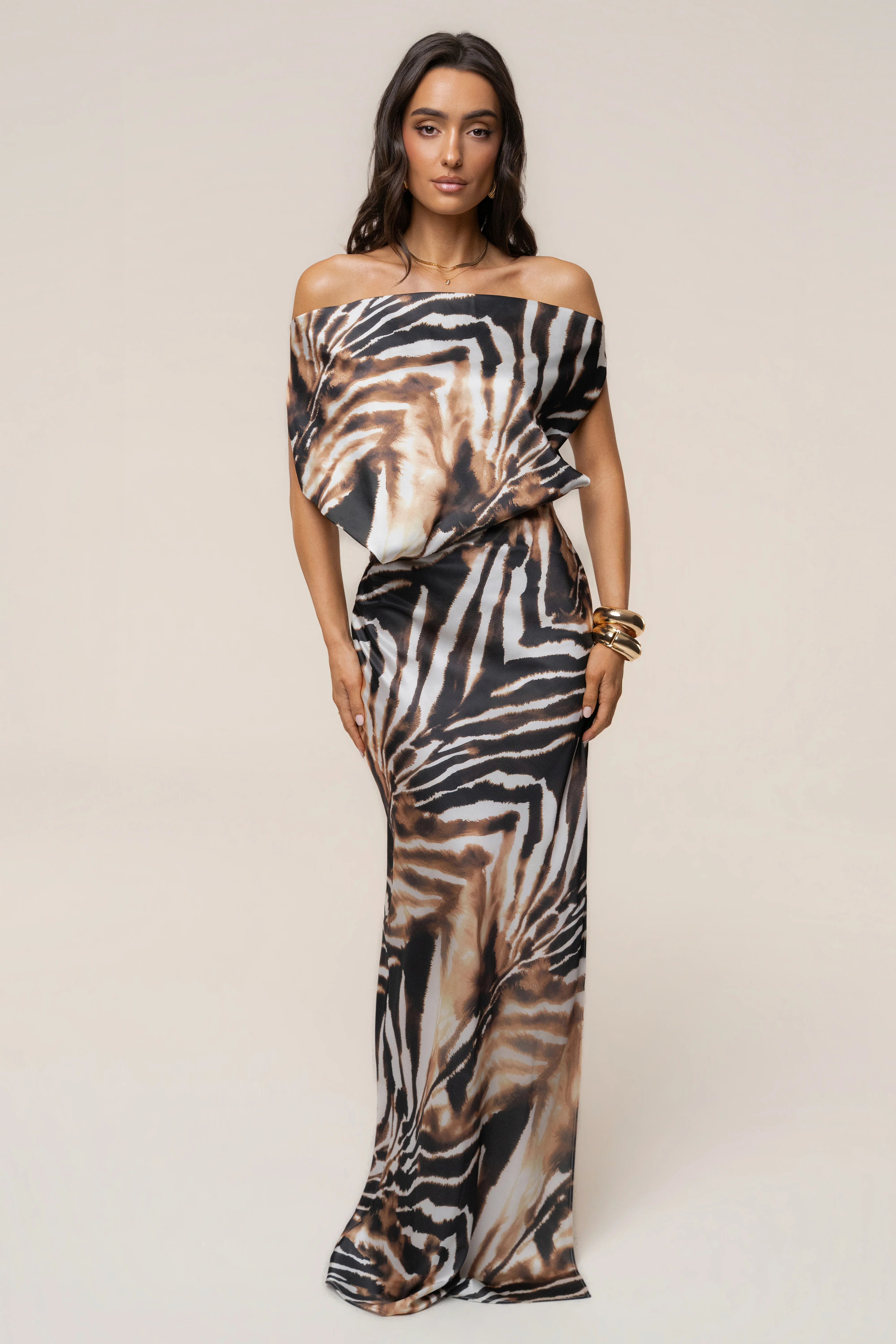 Zebra Delmara Cowl Maxi Dress