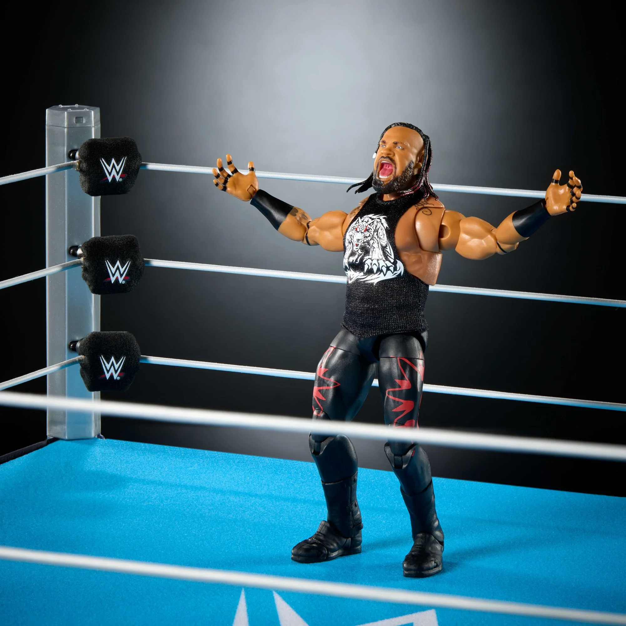 WWE Smack Down Wrestling Ring and WWE Ultimate Edition Jacob Fatu Figure