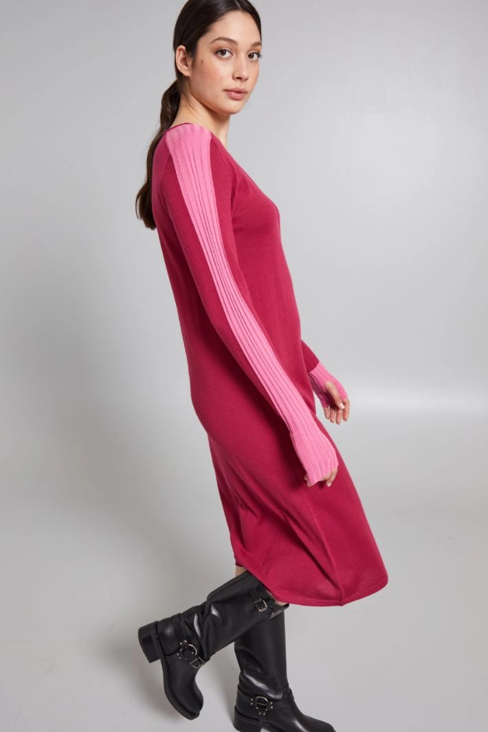 Two-tone knit dress - RASPBERRY PINK