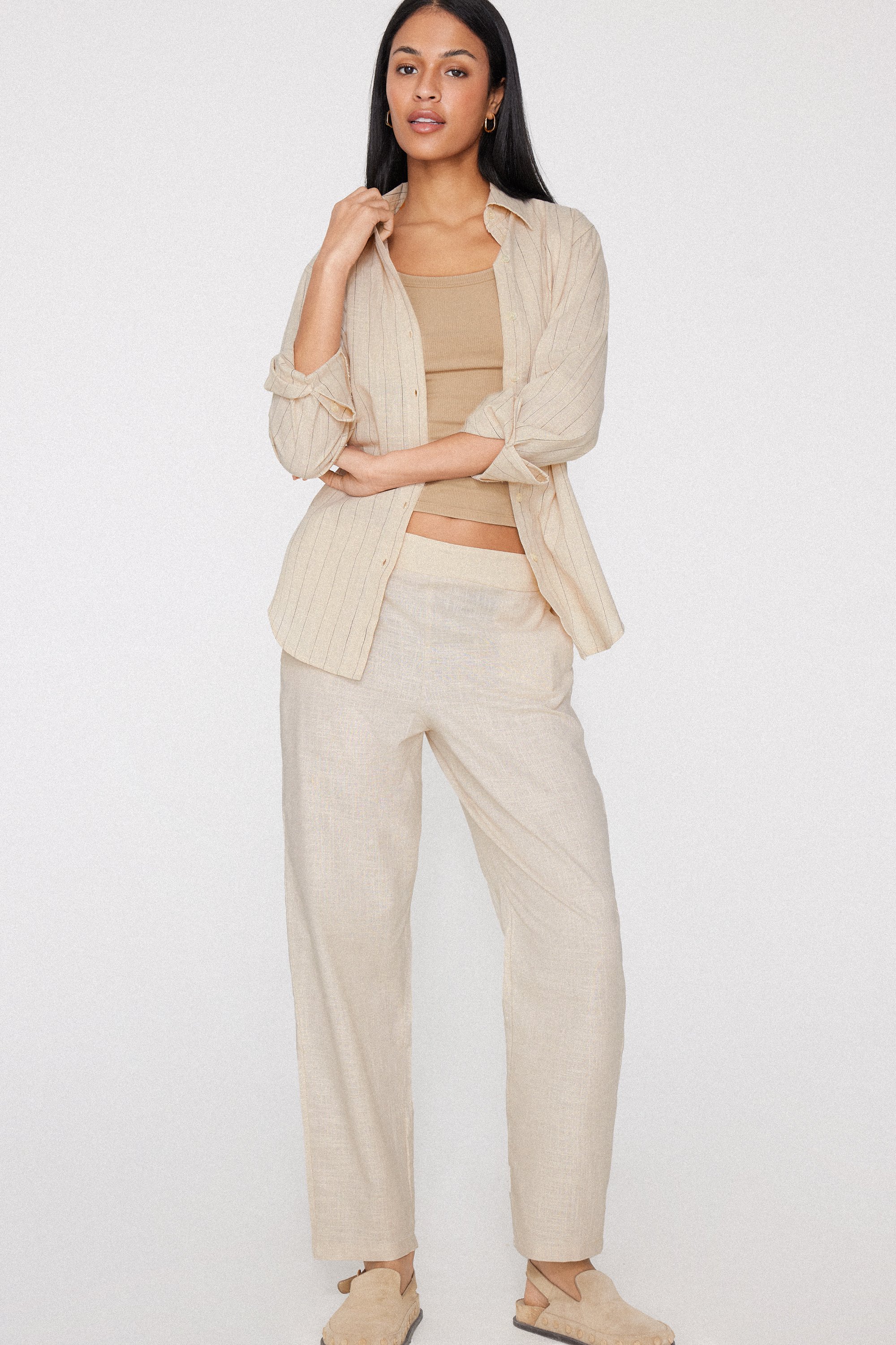 Cotton Canvas Cigarette Trousers